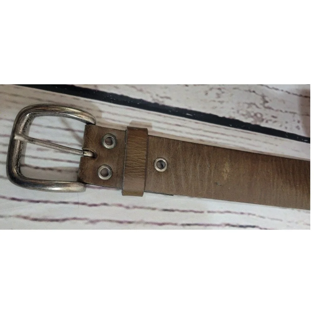 Leather Belt Vintage Boho Western Grommet Distressed Buffalo Brown Small